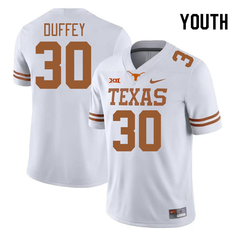 Youth #30 Jackson Duffey Texas Longhorns College Football Jerseys Stitched-White